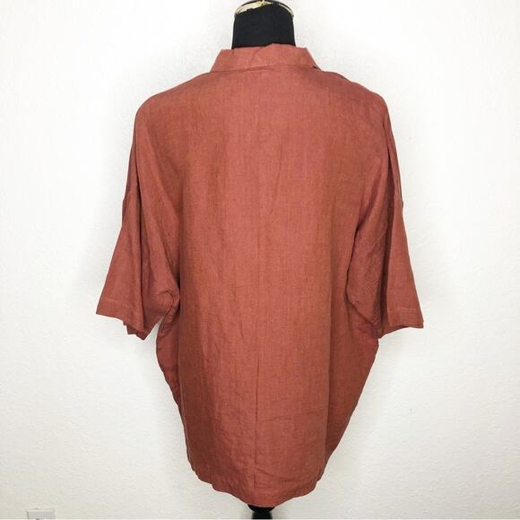 Animale rust orange brown linen button down jacket size Small - Picture 15 of 15
